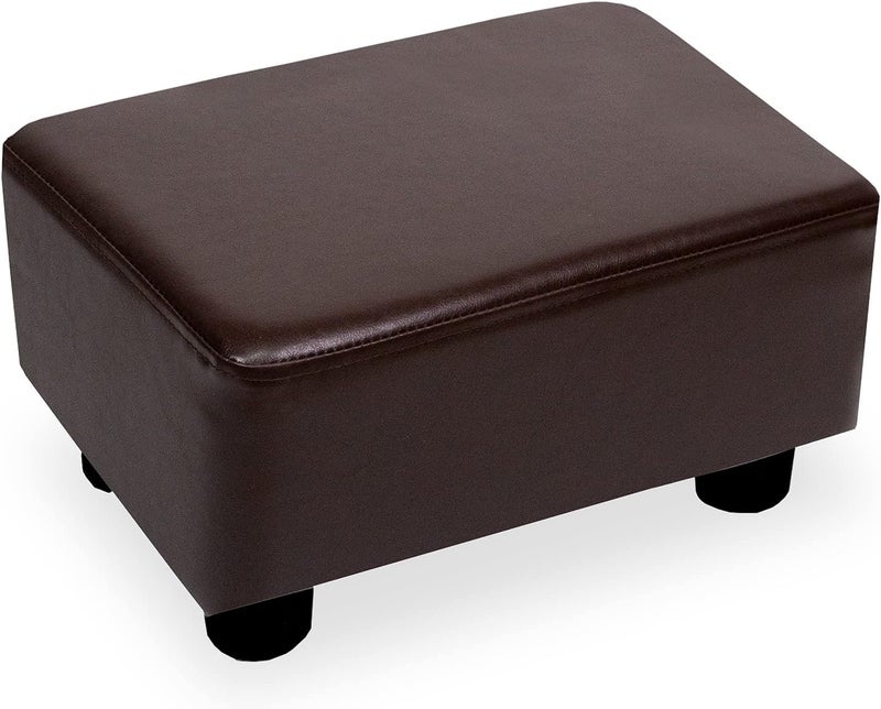 CAROLMADE Small Foot Stool Ottoman Footstool with Legs Under Desk Footrest for Living Room Bedroom and Office, Dark Brown - Image 1